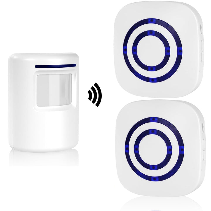 Bewegungsmelder Durchgangsmelder Alarm Katzenklingel Funkalarmanlage Set mit Plug-in-Empfänger und P