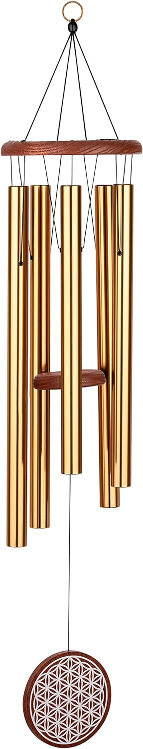 Sonic Energy Flower of Life Meditation Chime – Windspiel mit 5 Klangstäben (432 Hz) – für Garten u.