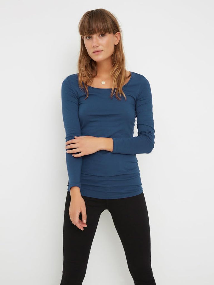 VERO MODA Female Top VMMAXI 2-Pack T-Shirt S Blau/Weiss (1x Insignia Blue/1x Bright White), S Blau/W