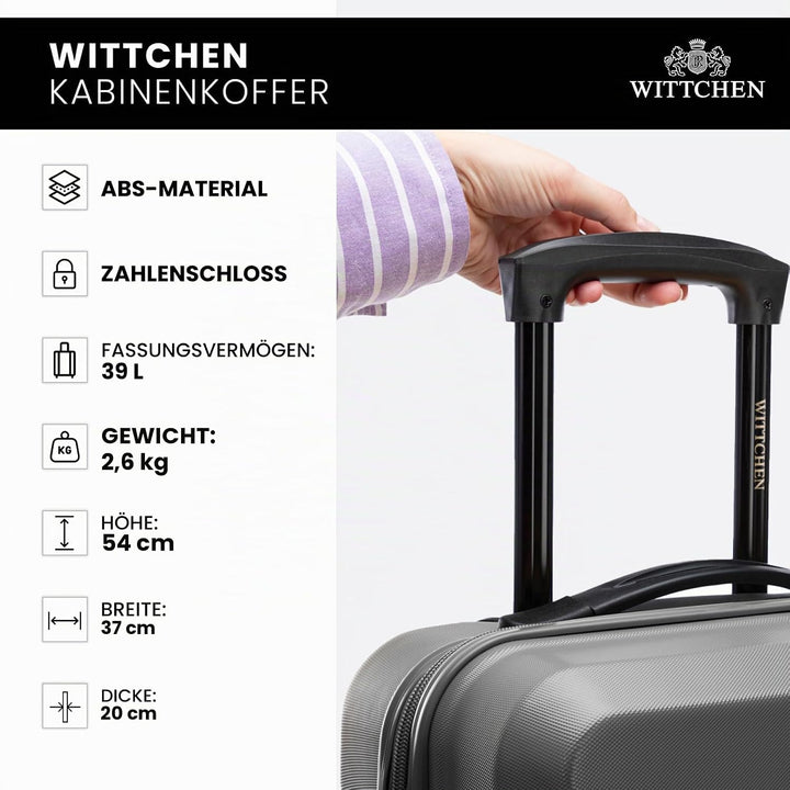 WITTCHEN COMODO Line Koffer Handgepäck Gepäck-Set aus ABS Teleskopgriff TSA Schloss 4 Doppelräder Du