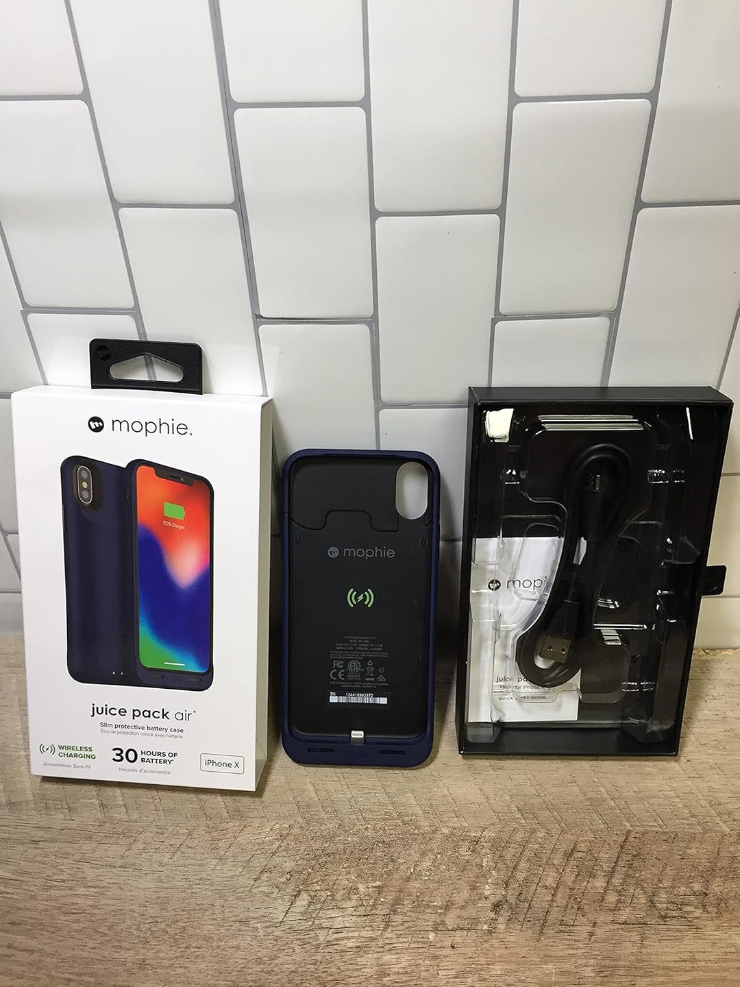 Mophie Juice Pack Wireless - Qi Wireless Charging - Schutzhülle für Apple iPhone X - Blau (401002006