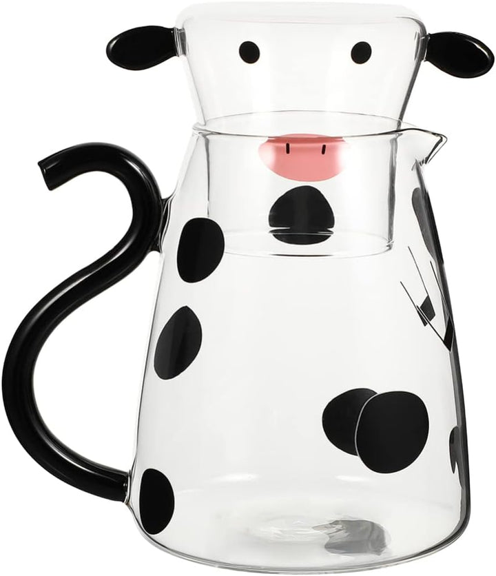TOPBATHY Kaltes Wasserkrug mit Tasse Heimglas Juice Getränkglas Pitcher Cartoon Cow
