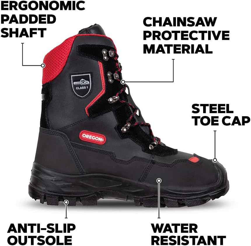 Oregon Yukon Kettensägen-Schnittschutzstiefel aus Leder, Klasse 1, Grösse 47 (UK Grösse 12) (295449/