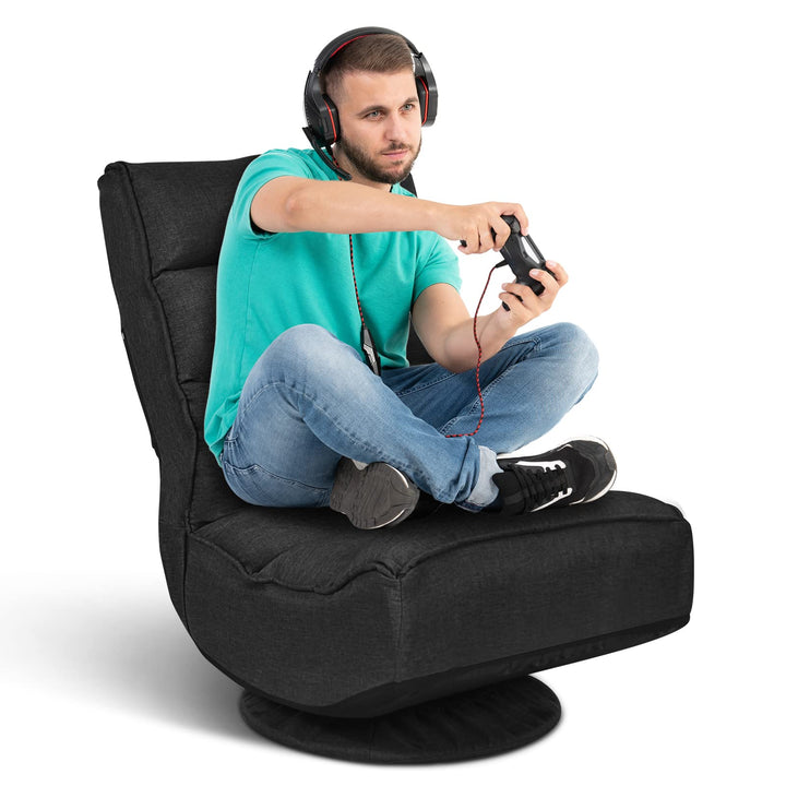 GOPLUS 360° drehbarer Bodenstuhl, klappbarer Bodensessel mit Verstellbarer Rückenlehne, Gamingsessel
