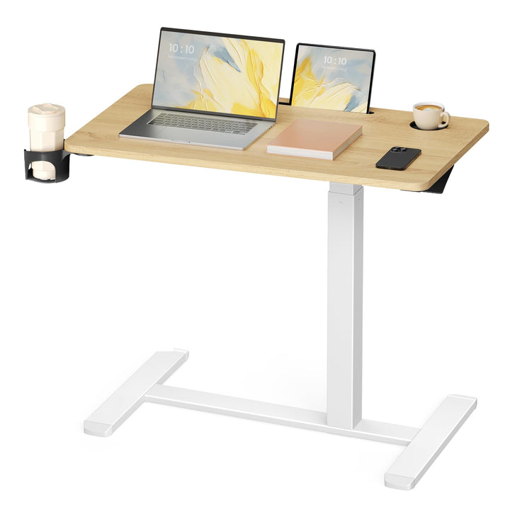 VASAGLE Beistelltisch mit Rollen, mobiler Stehtisch, 80 x 45 cm grosse Tischplatte, verstellbare Höh