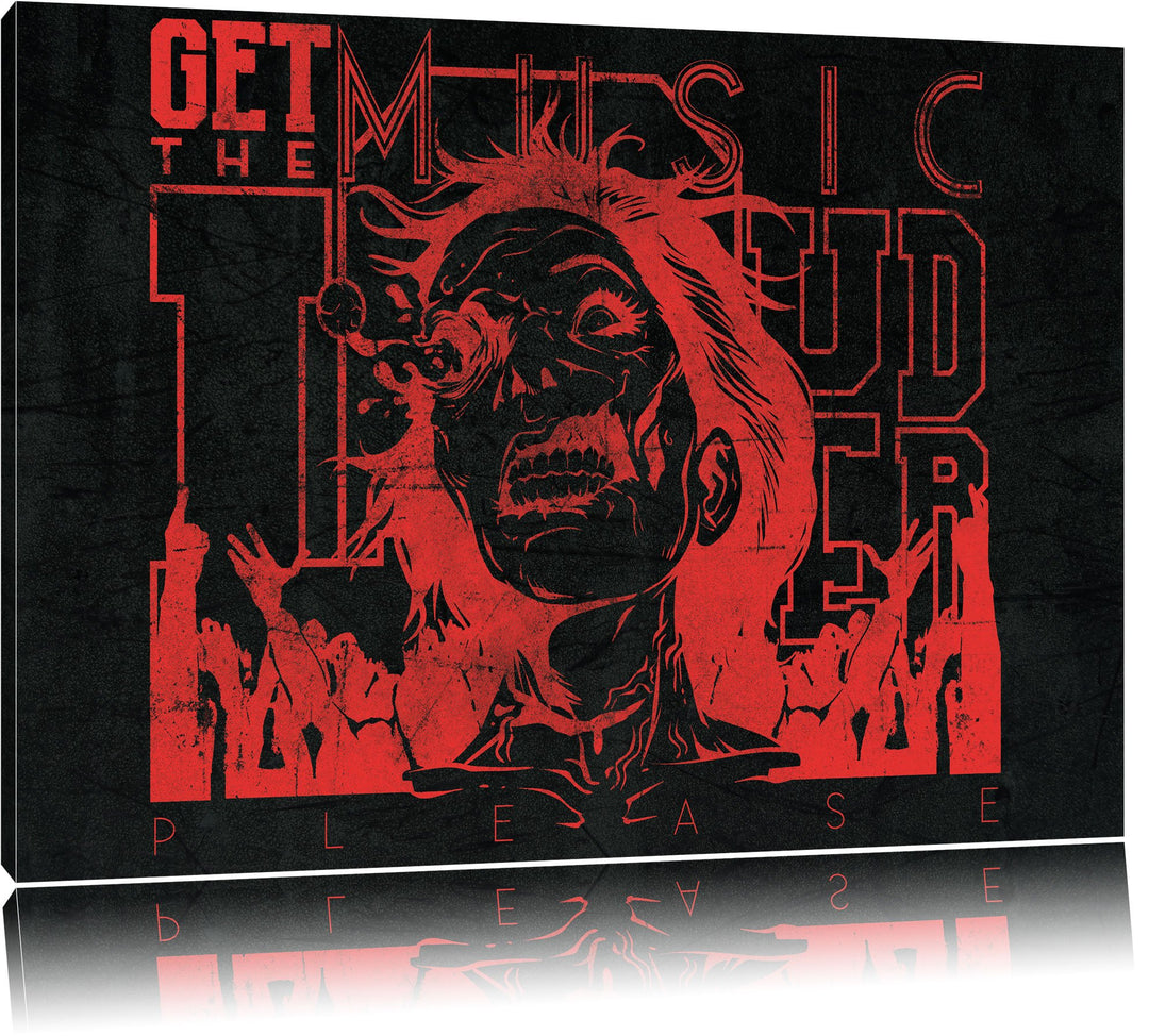 Get the music louder Black Format: 100x70auf Leinwand, XXL riesige Bilder fertig gerahmt mit Keilrah