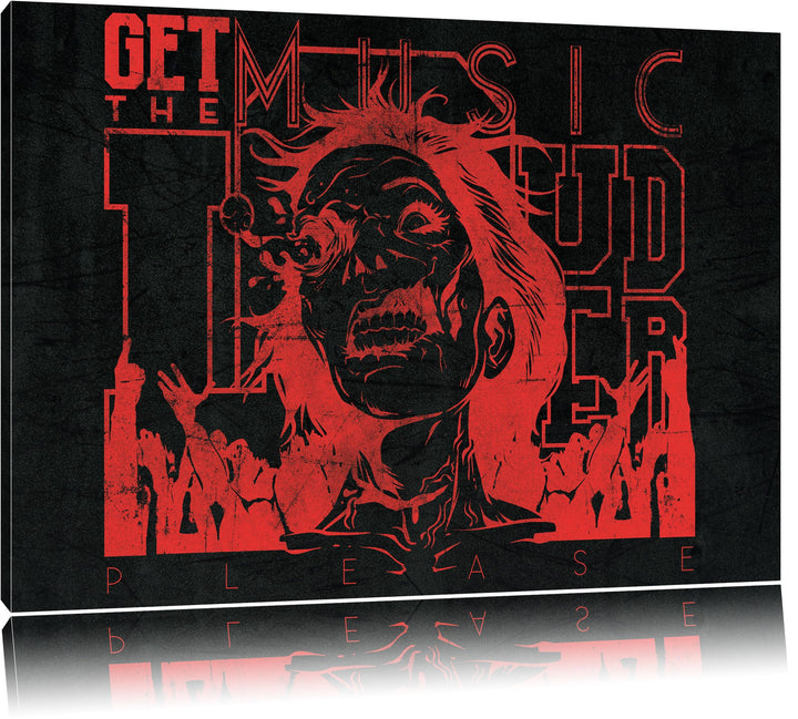 Get the music louder Black Format: 100x70auf Leinwand, XXL riesige Bilder fertig gerahmt mit Keilrah