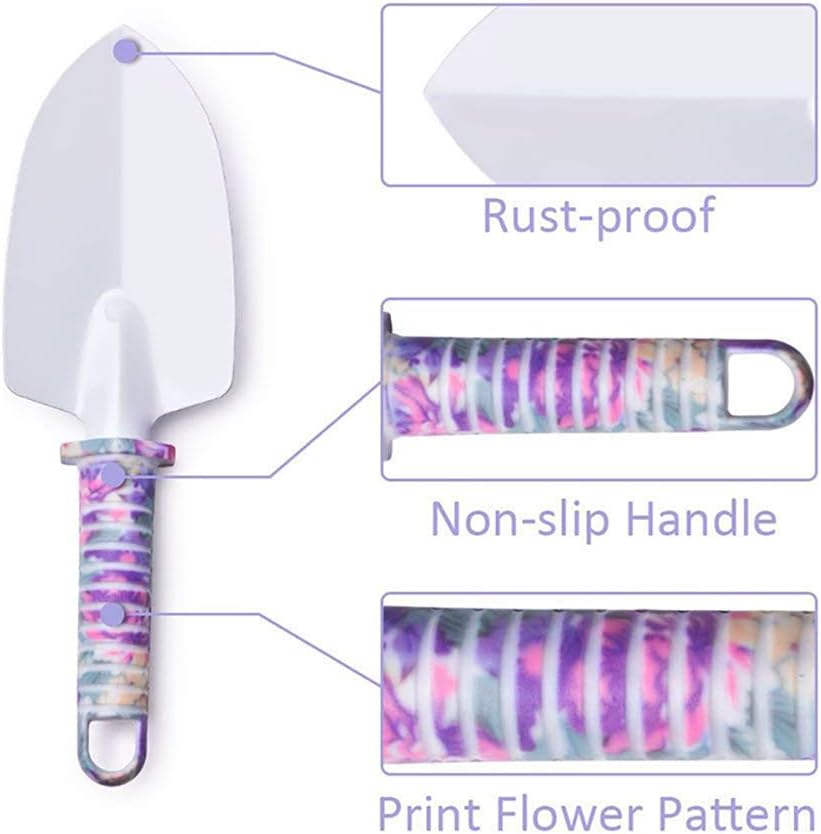 Queta 5 Stück Gartengeräte Set, Gartenwerkzeug Set mit rostfreiem Harrow Scissor Shovel Water Sprink