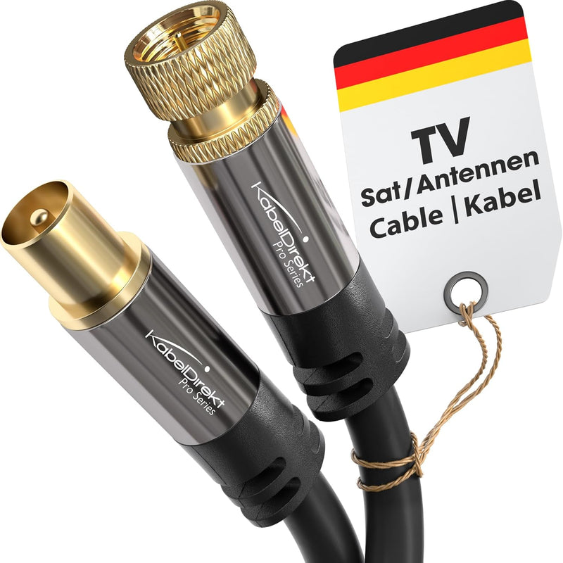 KabelDirekt – SAT Kabel/Antennenkabel mit bruchfestem Metallstecker – 7,5 m (TV Kabel/Satellitenkabe