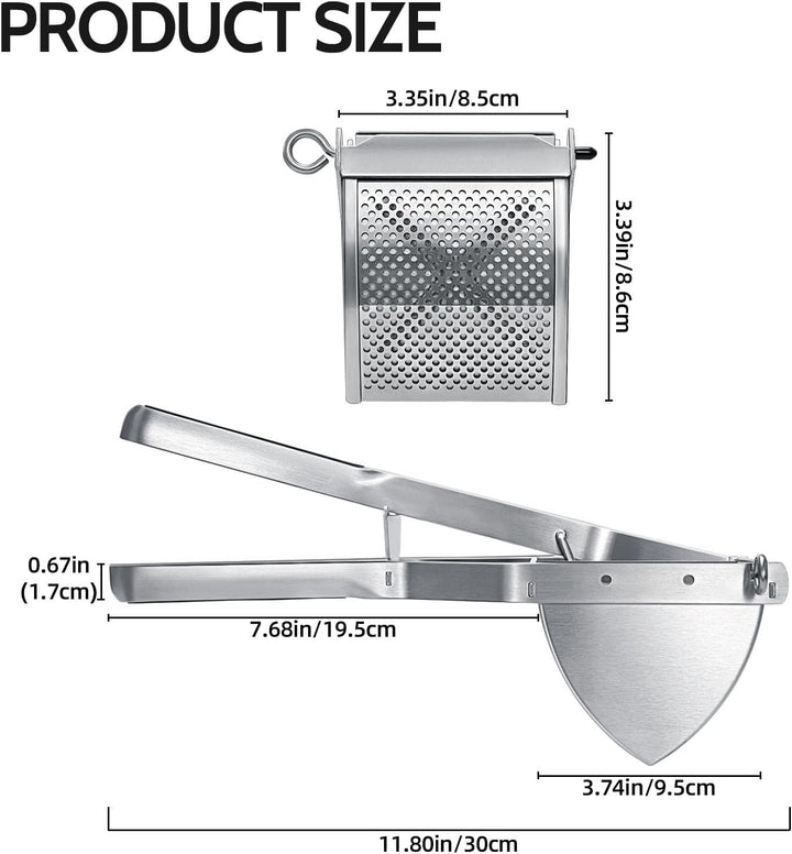 Kartoffelpresse, Sopito Kartoffelpresse Edelstahl mit Silikongriff, Obst-Gemüse-Püree-kartoffelstamp
