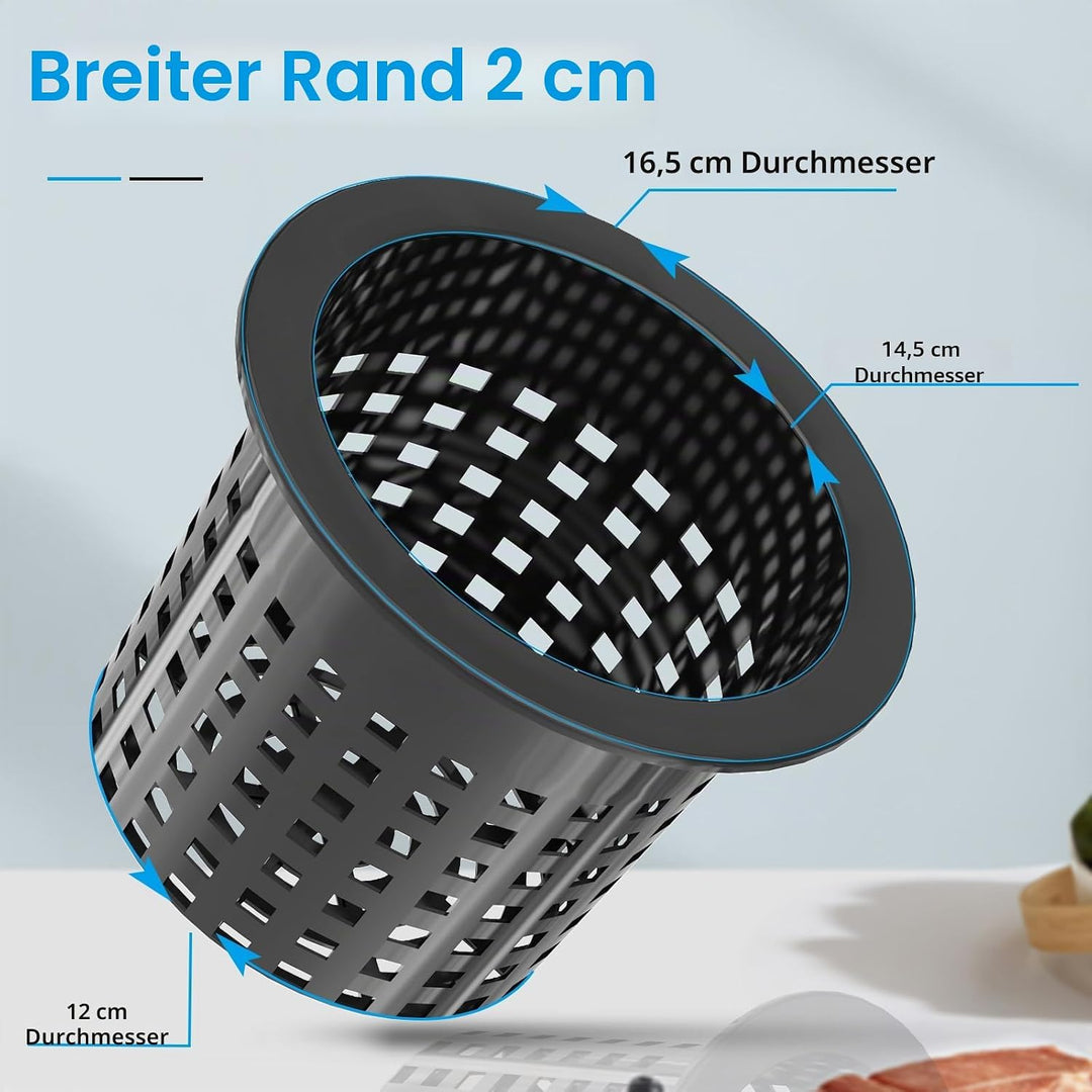 Netztöpfe 15,2 cm für 1,5 Liter Eimer-Netz-Topfdeckel, 6 Stück, 2 in 1 breite Lippe, Hydrokultur-Eim