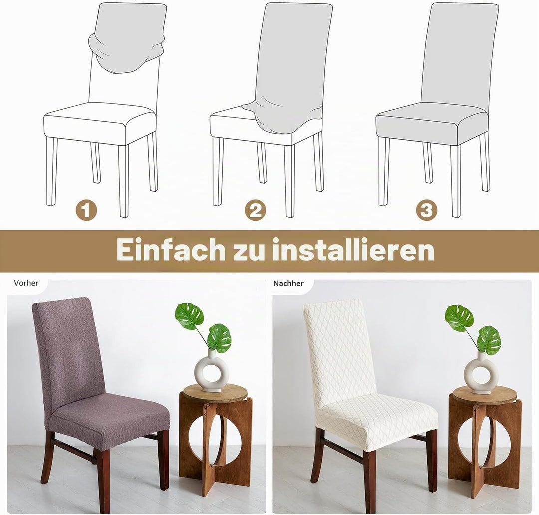 LANSHENG Stuhlhussen 6er Set, Universal Stretch stuhlbezug Stuhlüberzug Esszimmerstühle Bezug, Elast