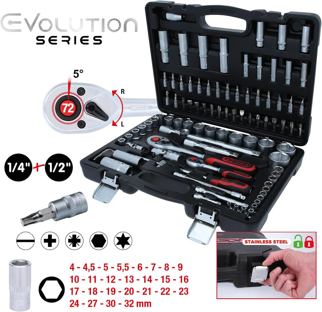 KS Tools 911.0694 1/4"+1/2" Steckschlüssel-Satz, 94-tlg