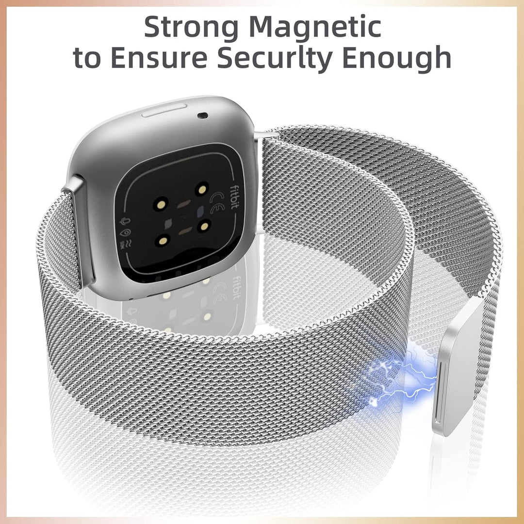 Faliogo Kompatibel mit Fitbit Versa 3 Armband/Fitbit Versa 4 Armband/Fitbit Sense Armband, Edelstahl