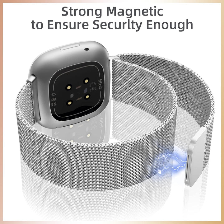 Faliogo Kompatibel mit Fitbit Versa 3 Armband/Fitbit Versa 4 Armband/Fitbit Sense Armband, Edelstahl