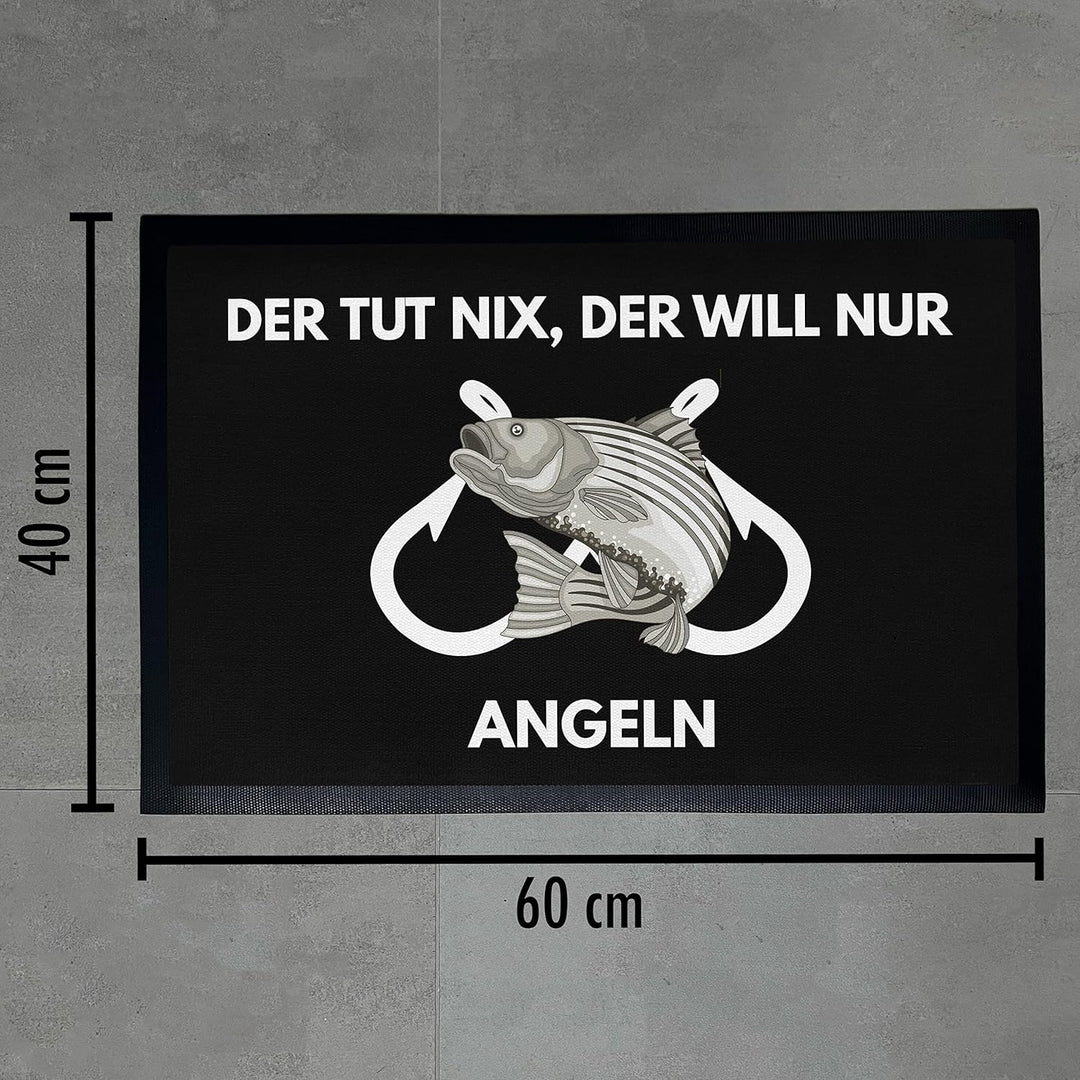 Trendation - Angler Geschenk Fussmatte Der TUT Nix Der Will Nur Angeln Türmatte Fischen 60x40 cm