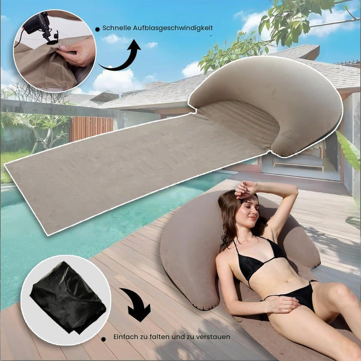 Aufblasbare Strandmatte Loungesessel, Outdoor-Sonnenbaden-Isomatte mit aufblasbarem Kissen, tragbare