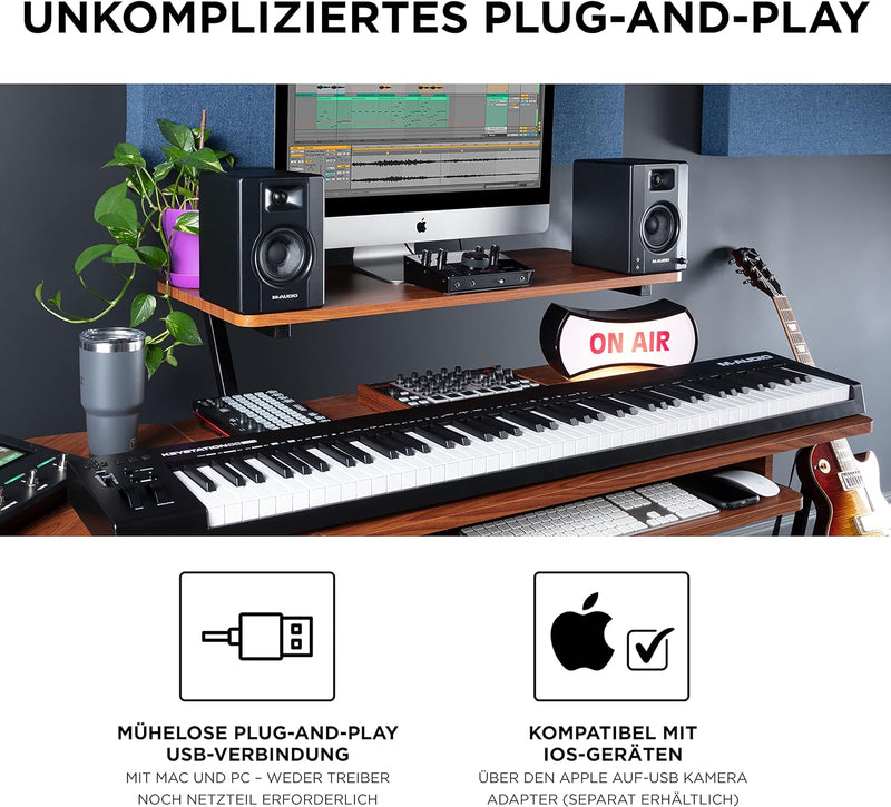 M-Audio Keystation 88 MK3 – MIDI Keyboard Controller mit 88 halbgewichteten Tasten für die Kontrolle