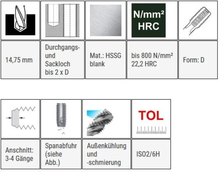BAER Einschnittgewindebohrer MF 16 x 1,25 HSSG Form D Gewindeschneider - Gewinde Bohrer - Gewindeboh