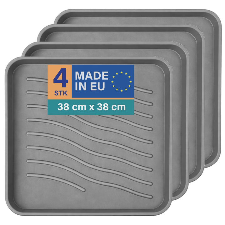 Bestlivings Schuhabtropfschale (4er Pack - Anthrazit) Schuhablage (38x38x2,5cm) wasserdichte Schuhwa