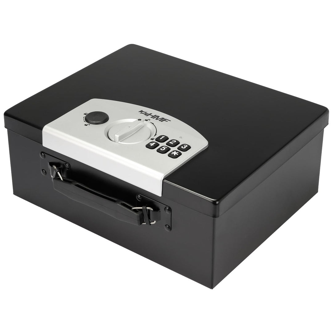 HMF 1006-02 Dokumentenbox mit Elektronikschloss | 32,5 x 25,5 x 12,5 cm | DIN A4 | Schwarz