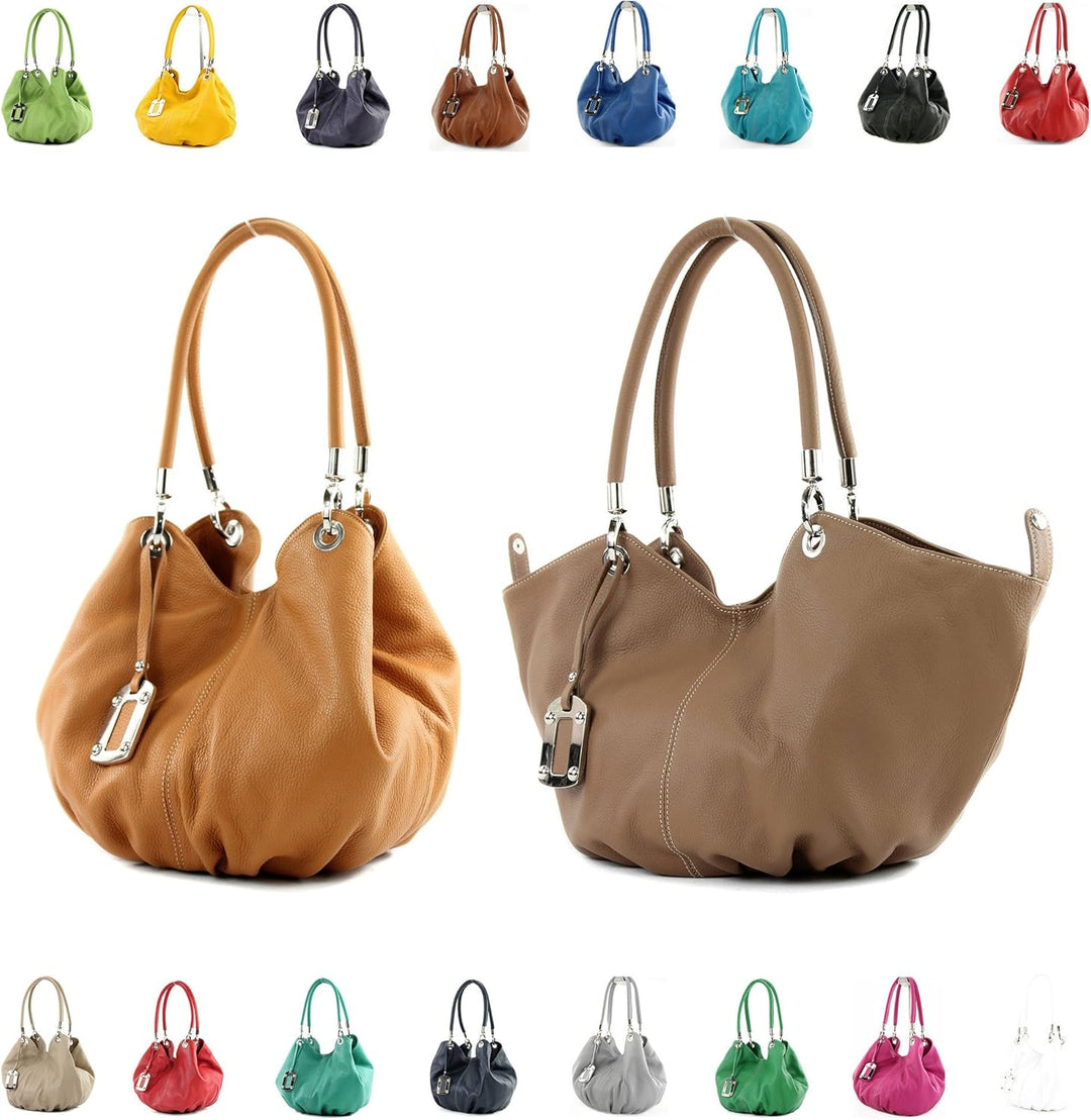 modamoda de - 228 - ital. Beuteltasche aus festem Leder Bordeauxviolett, Bordeauxviolett