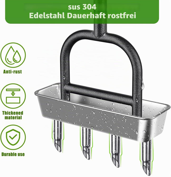 Lifeswell Rasenlüfter, Aerifizierer für Rasen Manuell, Rasenspecht mit Ablageschale und Gartengeräte