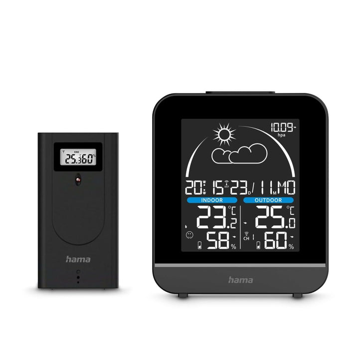 Wetterstation "La Gomera", mit Aussensensor, Funk, Wecker, Schwarz