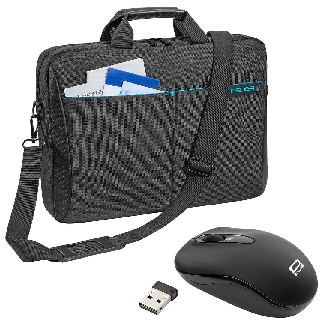 PEDEA "Lifestyle" Notebooktasche für 15,6 Zoll (39,6cm) mit Zubehörfach/Schultergurt mit schnurloser