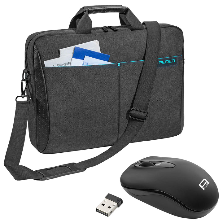 PEDEA "Lifestyle" Notebooktasche für 15,6 Zoll (39,6cm) mit Zubehörfach/Schultergurt mit schnurloser