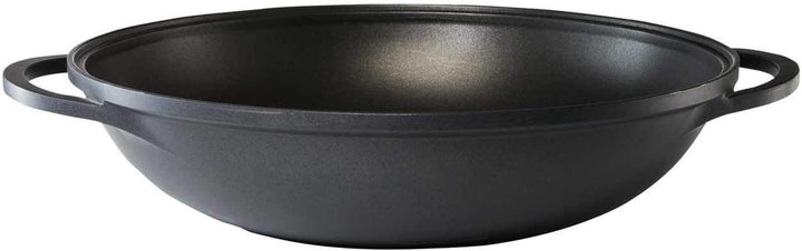 KHG Bratpfanne Wok 36 cm Induktion, Antihaft | 5,5 Liter Volumen, aus Aluminium Schwarz | XXL Kochge