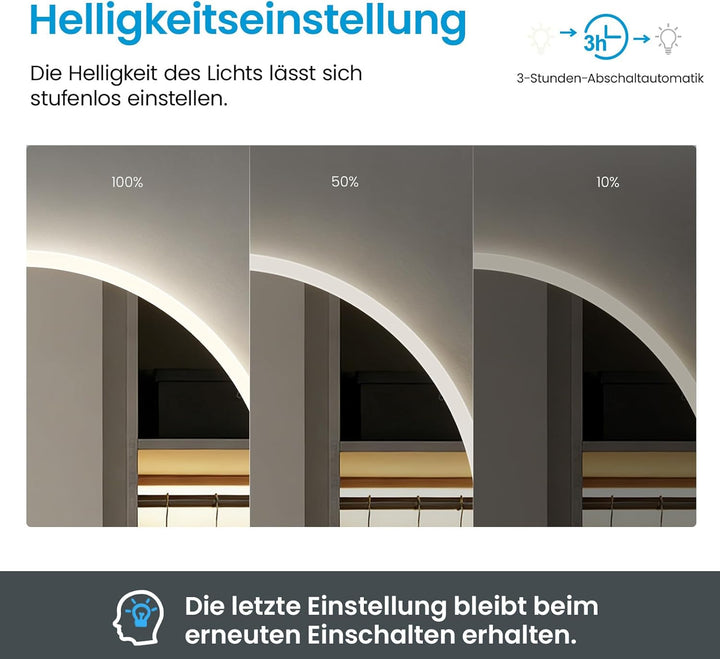 Heilmetz LED Badspiegel Rund 60cm mit Acrylrahmen, Badezimmerspiegel mit Beleuchtung & Uhr, Wandspie