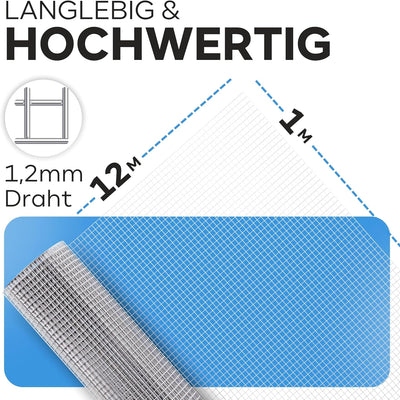 KrapTrap Volierendraht Drahtgitter I 16x16mm I 12 m x 1m I verzinkt I Hühnergitter I 1,2mm stark 1m