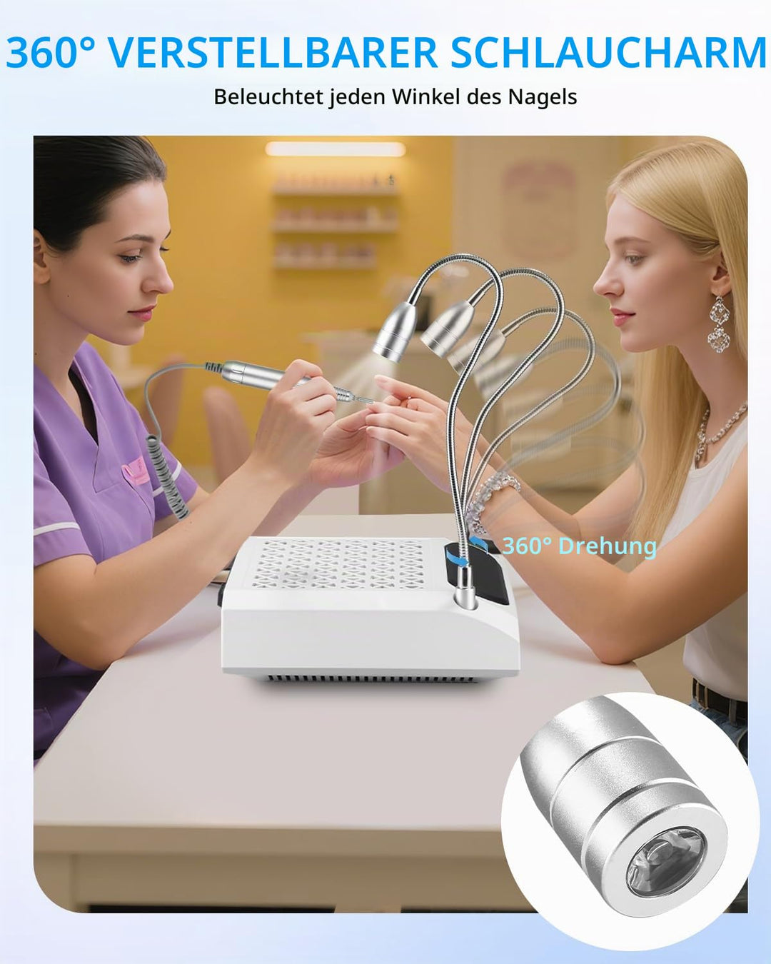 4 In 1 Nagelfräser Professionell, Nagelfräser für Gelnägel, Nagelstaubsauger mit Led, Nagel Armaufla