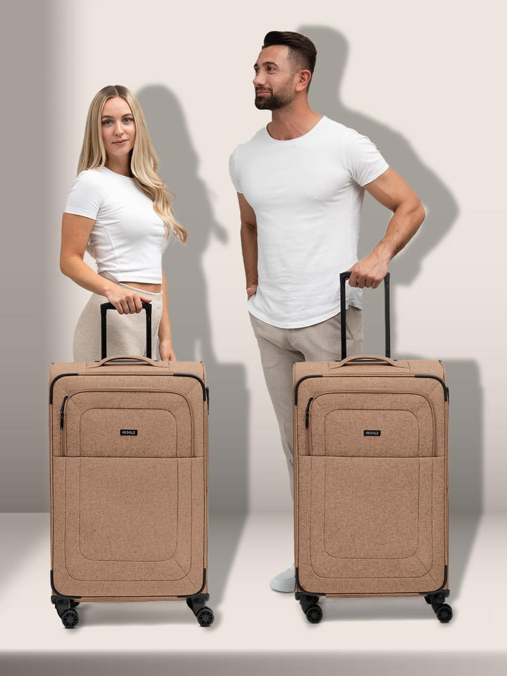 REDOLZ grosser Weichschalen Koffer für Damen & Herren | Leichter Trolley 79 cm mit 4 Doppelrollen &