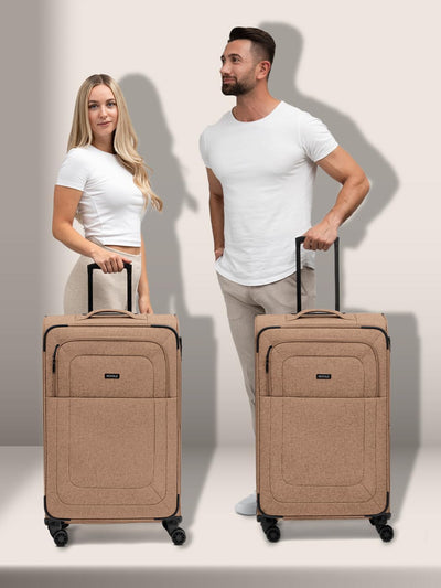 REDOLZ grosser Weichschalen Koffer für Damen & Herren | Leichter Trolley 77 cm mit 4 Doppelrollen &