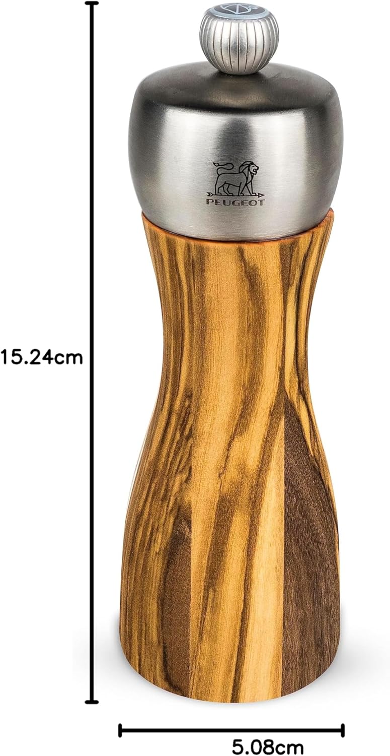 Peugeot Salzmühle Fidji 15 cm Natur I Hochwertige Salzmühle manuell aus PEFC-zertifiziertem Olivenho