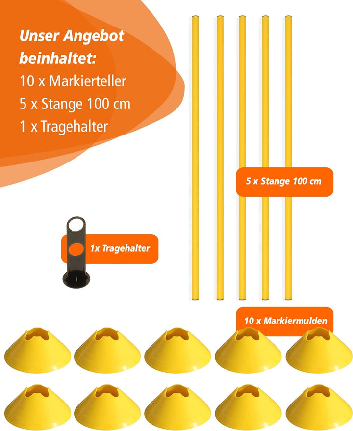 Mini-Hürden 5er Set mit Stangen 100 cm – für Agility- & Koordinationstraining – Cavaletti – Hürden &
