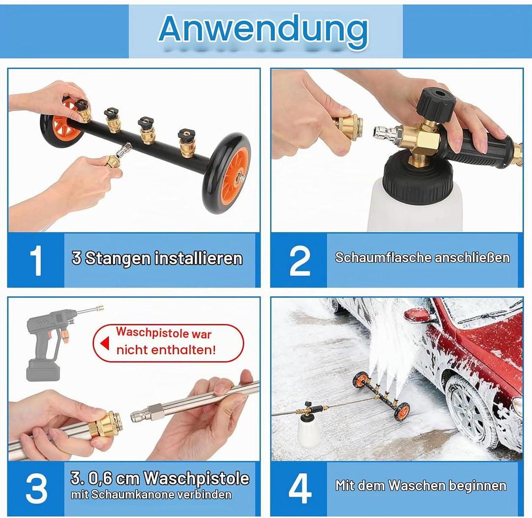 Hochdruckreiniger Auto Unterbodenreiniger, 2-in-1 Unterboden Hochdruckreiniger mit Schaumsprühflasch