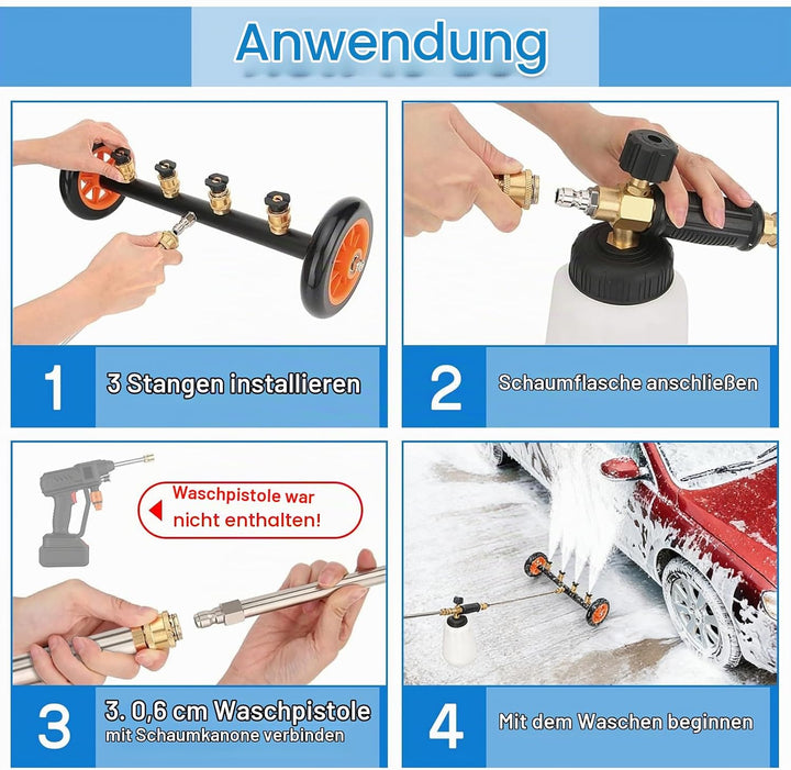 Hochdruckreiniger Auto Unterbodenreiniger, 2-in-1 Unterboden Hochdruckreiniger mit Schaumsprühflasch