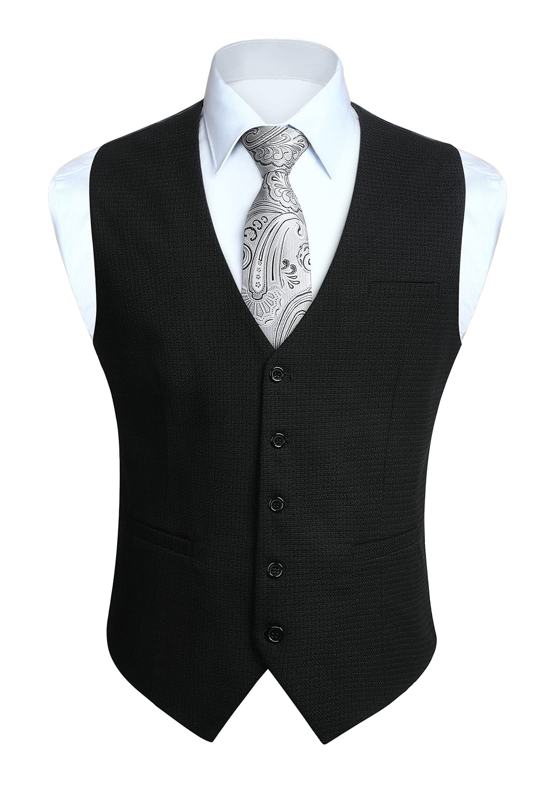 HISDERN Herren Anzugweste Formale Hochzeit Klassische Retro Baumwolle V-Ausschnitt Einfarbige Elegan