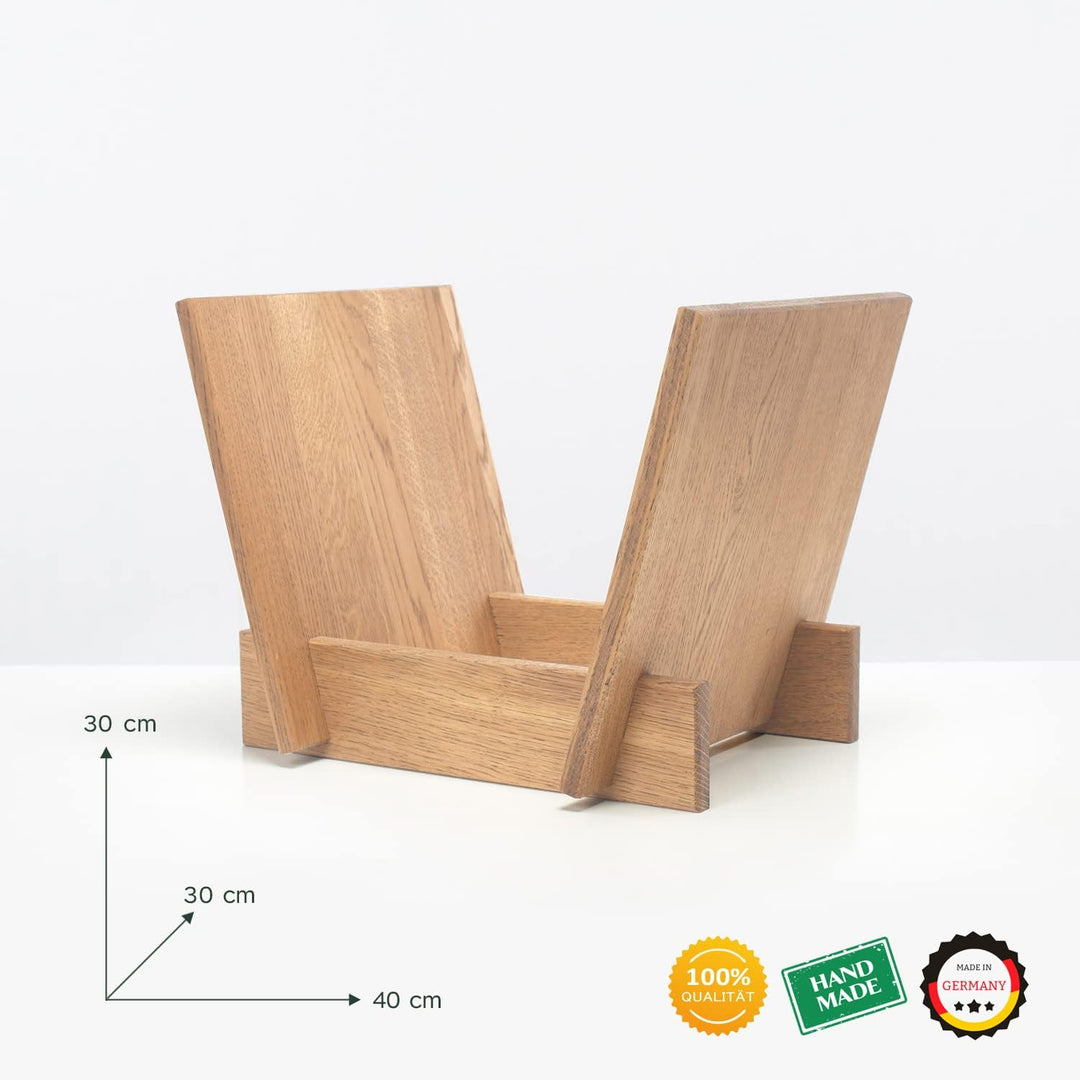 Rikmani Aufbewahrung von Vinylplatten - Schallplatten Halter Regal aus Eiche Massivholz im hochwerti