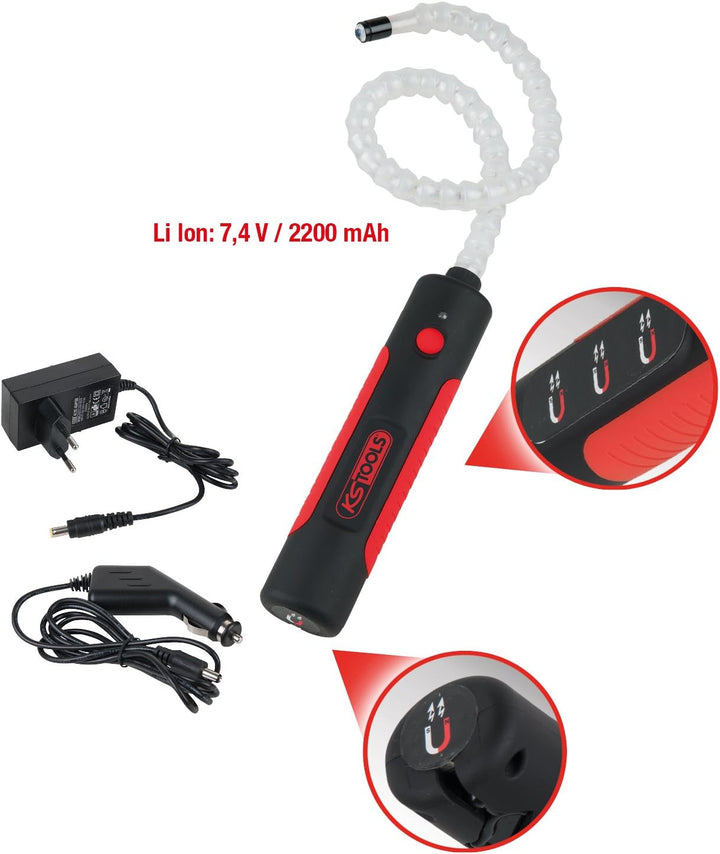 KS Tools 150.4345 Flexible Inspektionslampe, 6 Watt LED + 1 LED Kopflicht