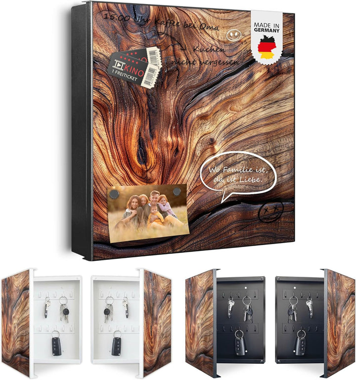banjado Grosser Schlüsselkasten Glas - Schlüsselbox 30x30cm mit 50 Haken - Schlüsselkasten modern fü