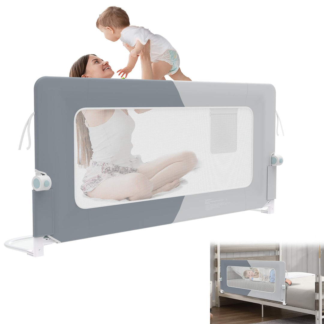 YRHome 150cm Bettgitter Rausfallschutz klappbar 180 Grad drehbar Bettschutzgitter für Kleinkinder lu