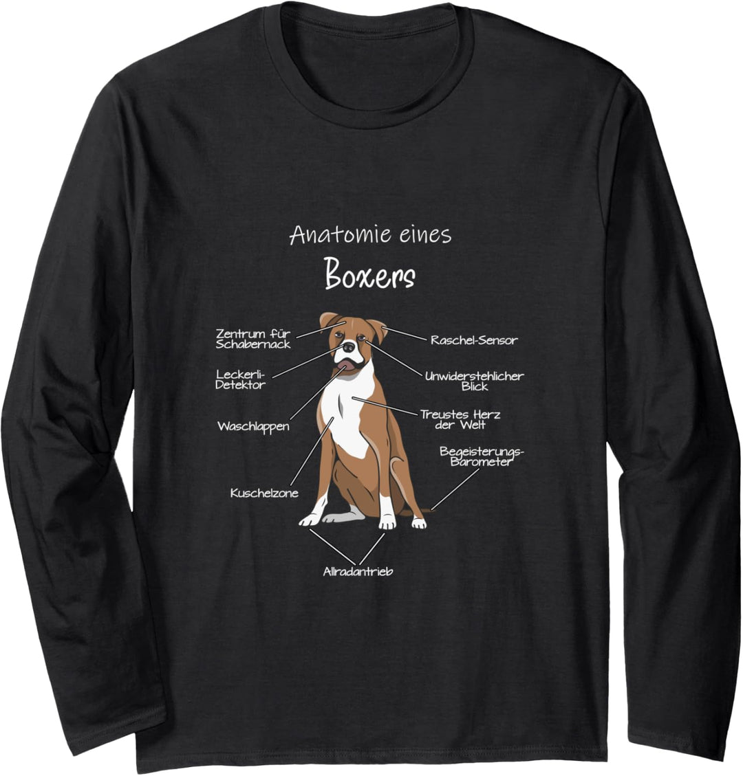 Anatomie eines Boxers | Deutscher Boxer Hund Hunde Dog Langarmshirt