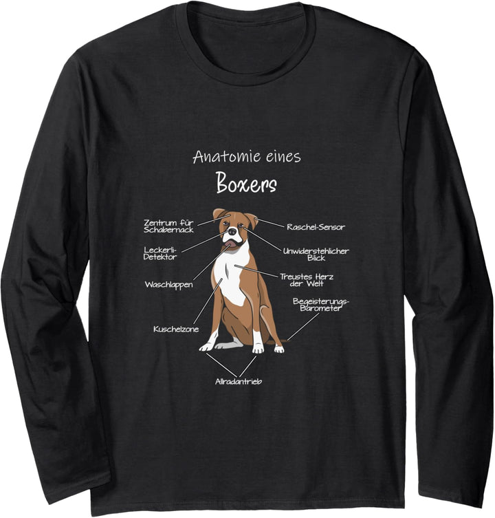 Anatomie eines Boxers | Deutscher Boxer Hund Hunde Dog Langarmshirt