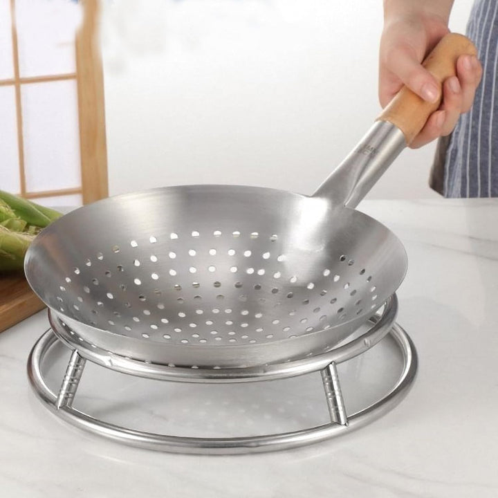 Angoily Wok Ring Rack Edelstahl Doppelschicht Wok Topp Stand Hitzedichter Runde Pot Rack Kochgeschir