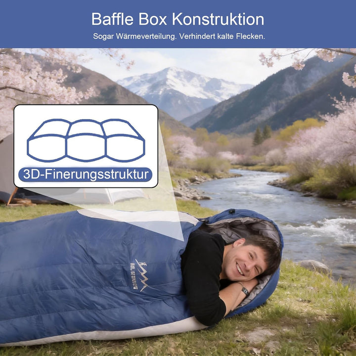 Daunen Deckenschlafsack, Leichter Kleiner Kompakt Schlafsack für Alle Jahreszeiten Camping, Wandern