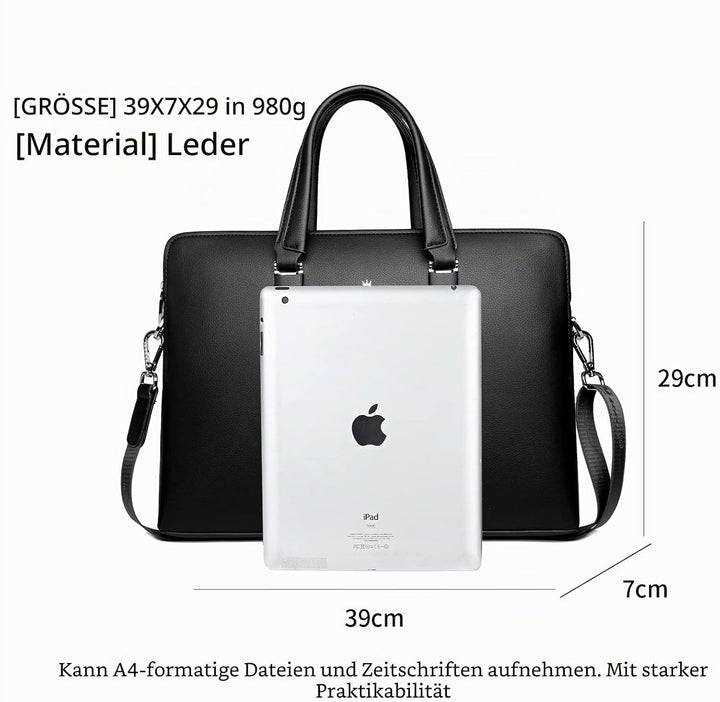 FSD.WG Herren Business Tasche,Wasserdichte Leder Aktentasche,Schulter Laptop Business Tasche für Bus
